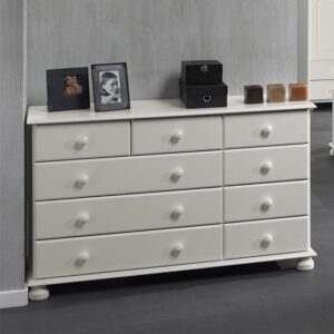 Copenham Narrow Chest Of Drawers In White With 9 Drawers