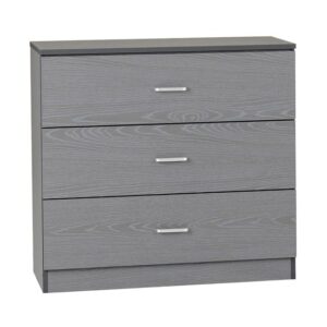 Earth Wooden Chest Of Drawers In Grey With 3 Drawers