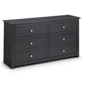 Raddix Wide Chest Of Drawers In Anthracite With 6 Drawers
