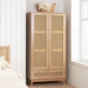 Coralie Wooden Wardrobe With 2 Doors And 1 Drawer In Oak
