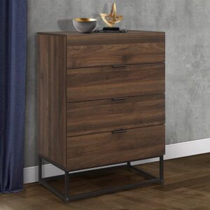 Huston Wooden Chest Of 4 Drawers In Walnut