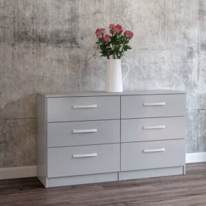 Lynn High Gloss Chest Of 6 Drawers In Grey
