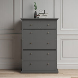 Paroya Wooden Chest Of Drawers In Matt Grey With 6 Drawers