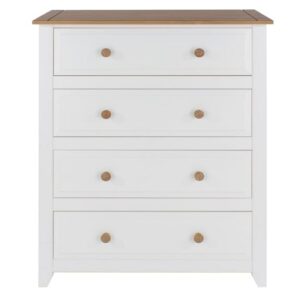 Knowle Tall Chest Of Drawers In White And Antique Wax