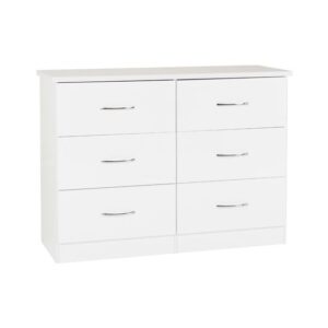 Noir 6 Drawers Chest Of Drawers In White High Gloss