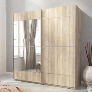 Melrose 150cm II Wooden Wardrobe With 2 Sliding Doors In Sonoma Oak