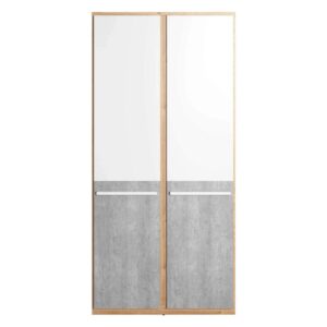 Peoria Wooden Wardrobe With 2 Doors In Matt White And Concrete