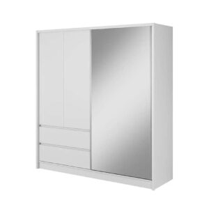 Sedona 204cm Woooden Wardrobe With 2 Sliding Doors In Matt White