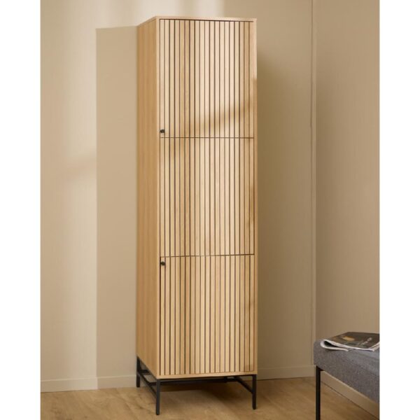 Attica Wooden Wardrobe With 2 Doors In Oak And Matt Black