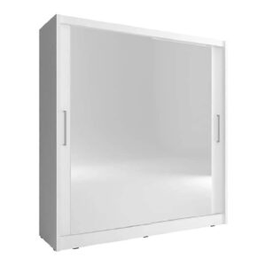 Mack 200cm VI Mirrored Wardrobe With 2 Sliding Doors In Matt White