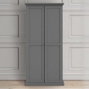 Paroya Wooden Wardrobe With 2 Doors In Matt Grey