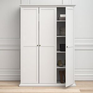 Paroya Wooden Wardrobe With 3 Doors In White