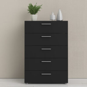 Perkin Wooden Chest Of 5 Drawers In Black