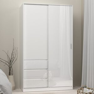 Nakou High Gloss Wardrobe With 1 Sliding Door In White