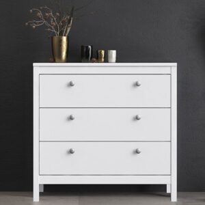Macron Wooden Chest Of 3 Drawers In White