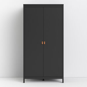 Barcila Wooden Wardrobe With 2 Doors in Matt Black